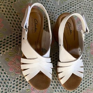 Clarks Cream Wedge Sandals